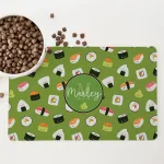 Personalised Non Slip Pet Bowl Mat - Sushi Sushi