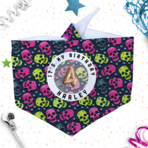 Personalised Dog & Cat Birthday Bandanas - Skulls