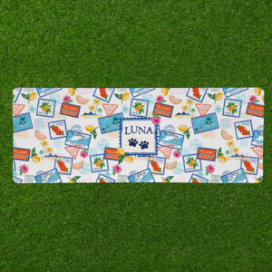 Personalised Non Slip Jumbo Pet Bowl Mats - Bon Voyage