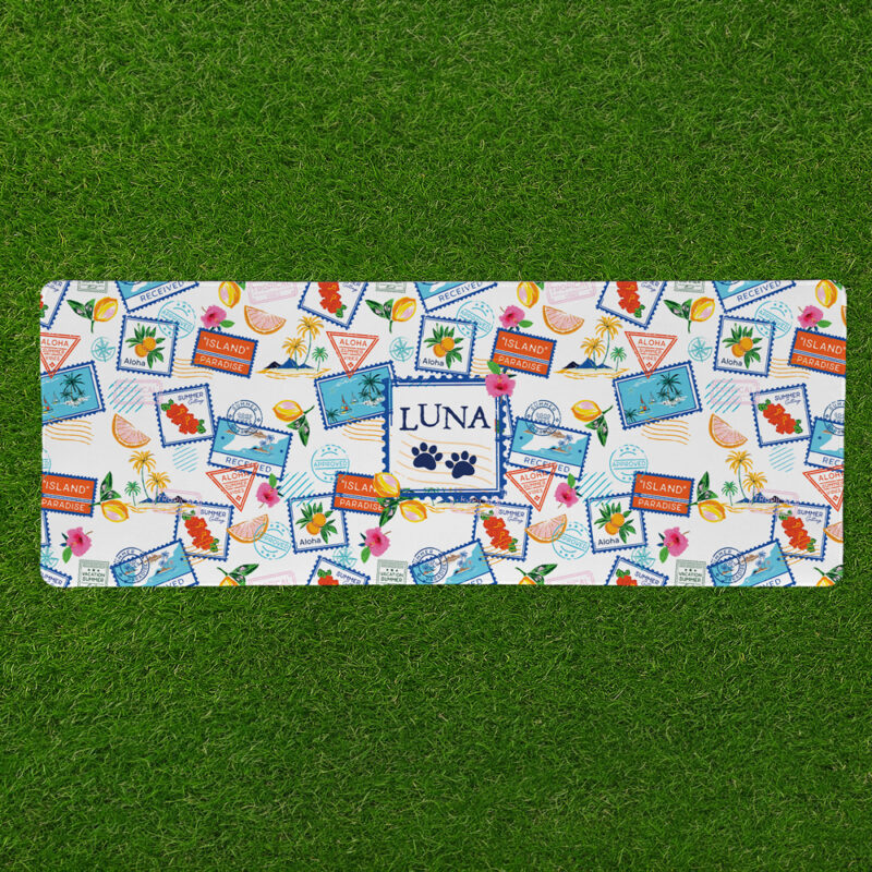 Personalised Non Slip Jumbo Pet Bowl Mats - Bon Voyage