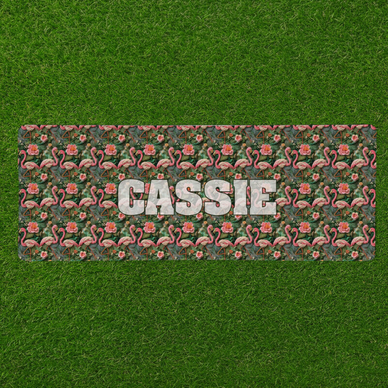 Personalised Non Slip Jumbo Pet Bowl Mats - Don't Chase The Flamingo