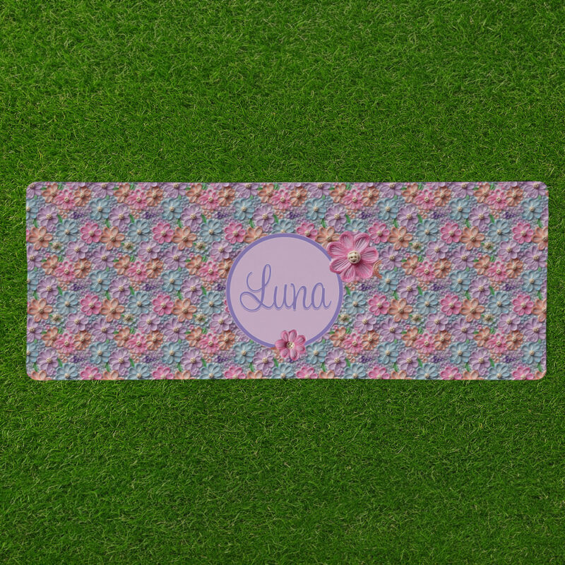 Personalised Non Slip Jumbo Pet Bowl Mats - Flower Power